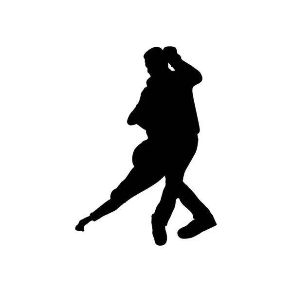 Couple Silhouettes Dancing Full Shot — Stock Vector