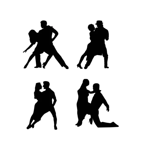 Pár Siluet Tančících Plném Záběru — Stockový vektor