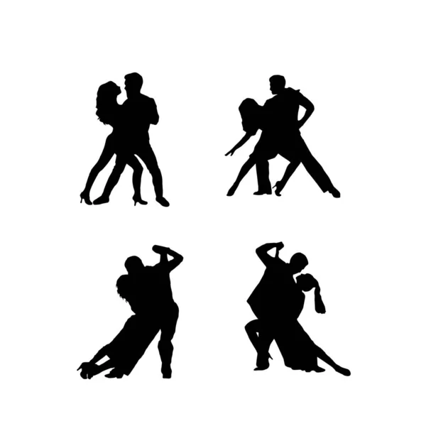 Пара Силуэтов Танцуют Полную Катушку — стоковый вектор