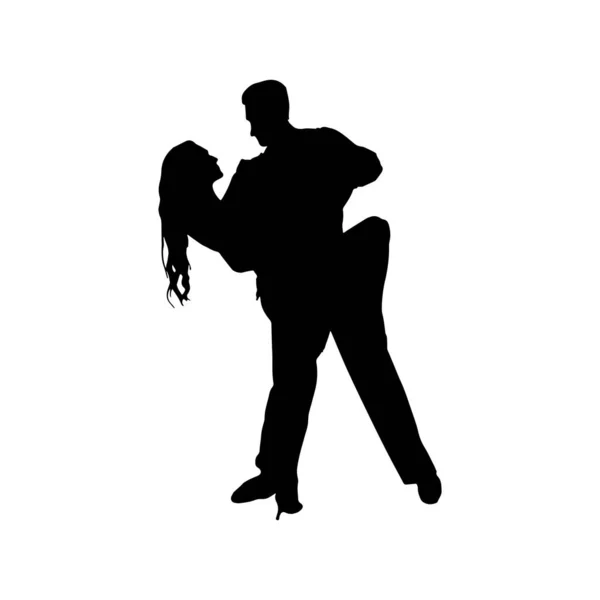 Couple Silhouettes Dancing Full Shot — Stock Vector