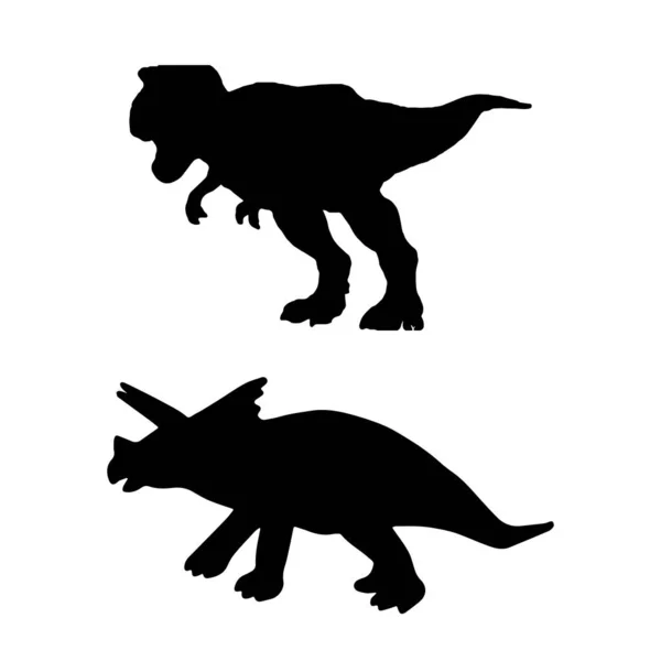 Zwarte Dinosaurus Silhouetten Voor Kinderen — Stockvector