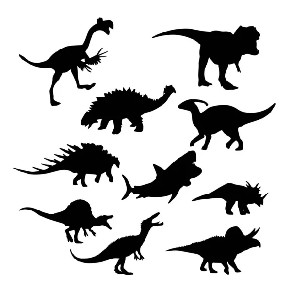 子供のための黒い恐竜のシルエット — ストックベクタ