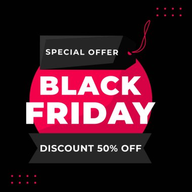 Düz Kara Cuma Instagram sosyal medya paylaşımları koleksiyonu, Instagram paylaşımı, siyah arkaplan sosyal medya afişi satışı şablonu, Cuma indirimi bayrağı, Cuma indirimi postası