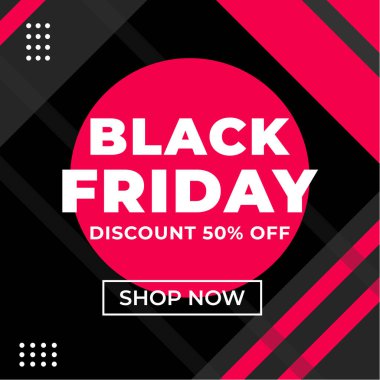 Düz Kara Cuma Instagram sosyal medya paylaşımları koleksiyonu, Instagram paylaşımı, siyah arkaplan sosyal medya afişi satışı şablonu, Cuma indirimi bayrağı, Cuma indirimi postası