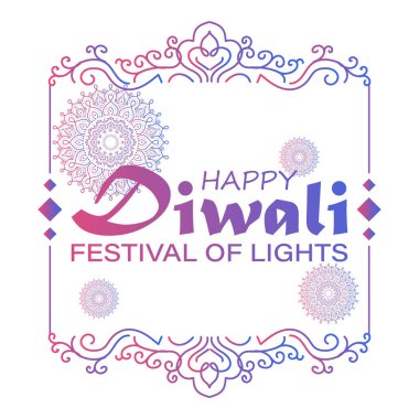  Mutlu Diwali, ışık festivali, Hint Rangoli 'nin Kağıt Grafiği, altın ışıklar, renkli dekoratif arka plan, mavi eflatun arka plan, mutlu Diwali sosyal medya paylaşımı