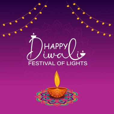  Mutlu Diwali, ışık festivali, Hint Rangoli 'nin Kağıt Grafiği, altın ışıklar, renkli dekoratif arka plan, mavi eflatun arka plan, mutlu Diwali sosyal medya paylaşımı