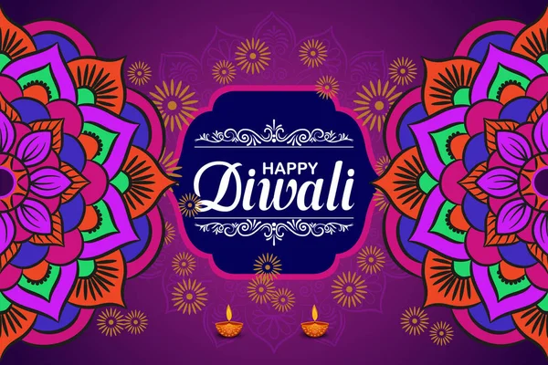  Mutlu Diwali, ışık festivali, Hint Rangoli 'nin Kağıt Grafiği, altın ışıklar, renkli dekoratif arka plan, mavi eflatun arka plan, mutlu Diwali sosyal medya paylaşımı