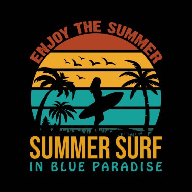 Sörf festivali yaz tişörtü, sörf tişörtü pankartı, yaz tişörtü tasarım vektör ilüstrasyonu, yaz sörf tişörtü, yaz sörf tişörtü