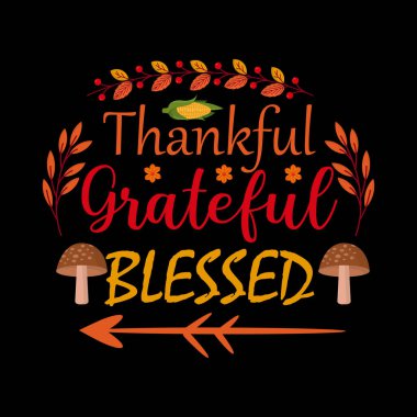 Düz dizayn Şükran Günü arkaplanı, Şükran Günü tipografisi, Şükran Günü tişörtü, Şükran Günü mektupları, hindi tişörtü tasarım tebrik kartı, tişört.