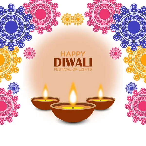 Happy Diwali Festival Luces Paper Graphic Indian Rangoli Luces Doradas — Archivo Imágenes Vectoriales