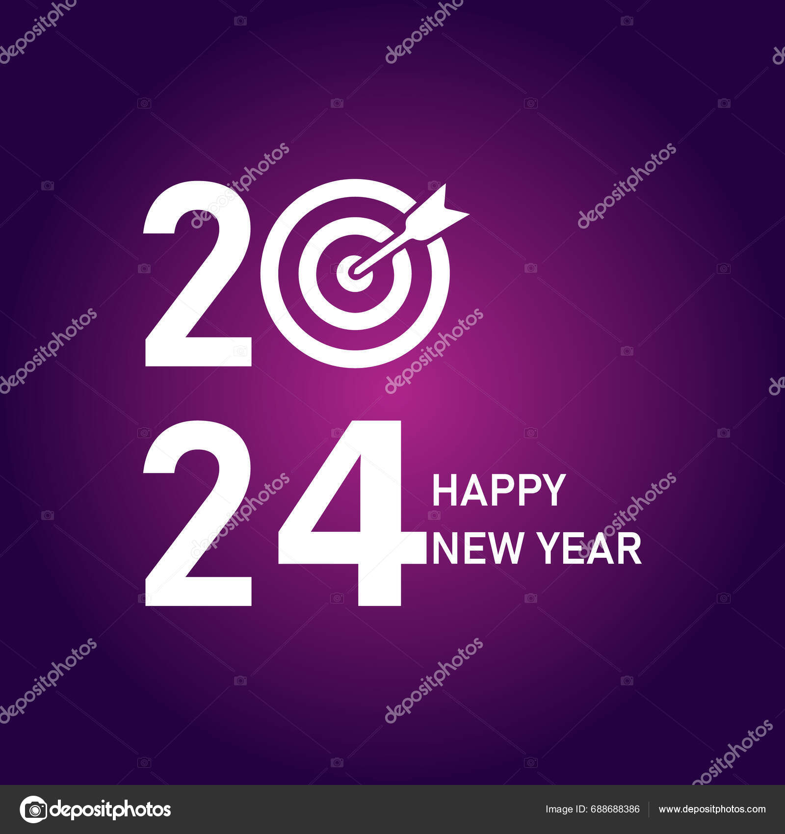 Happy New Year 2024 Text Typography Design Christmas Elegant Decoration