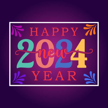  Mutlu yıllar 2024 metin tipografi tasarımı ve Noel şık dekorasyonu 2024, Yeni Yıl seti, Yeni Yıl afişi ve Instagram postası, Yeni Yıl logosu, Yeni Yıl tişörtü