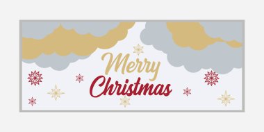 Mutlu Noeller ve yeni yıl afişi, sosyal medya kapağı ve web afişi, tebrik kartı için Mutlu Noeller tasarımı, Vector Merry Xmas kar tanesi başlığı, Noel afişi veya duvar kağıdı 