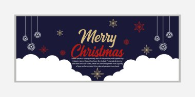 Mutlu Noeller ve yeni yıl afişi, sosyal medya kapağı ve web afişi, tebrik kartı için Mutlu Noeller tasarımı, Vector Merry Xmas kar tanesi başlığı, Noel afişi veya duvar kağıdı 