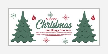 Mutlu Noeller bayrağı ve Mutlu Yıllar afişi, sosyal medya kapağı ve web afişi, tebrik kartı için Mutlu Noeller tasarımı, Vector Merry Xmas kar tanesi başlığı, Noel afişi veya duvar kağıdı 