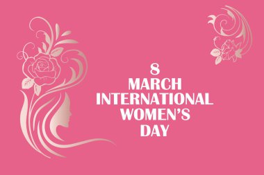  8 Mart, Kadınlar Günü tebrik kartı ve Mutlu Kadınlar Günü afişi tasarımı, pankart, kart ve yazılı ve standart renkte poster tasarımı, Uluslararası Kadınlar Günü kutlamaları,