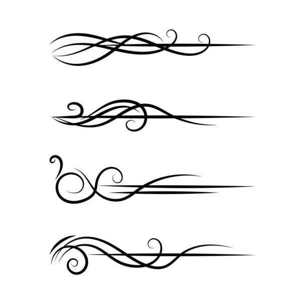 векторные элегантные каллиграфические декоративные декоративные элементы набора, цветочные декоративные делители набора дизайна  