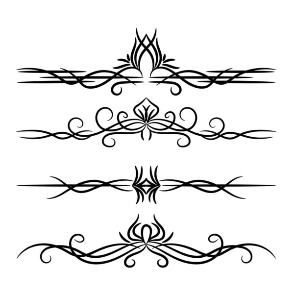  векторные элегантные каллиграфические декоративные декоративные элементы набора, цветочные декоративные делители набора дизайна  