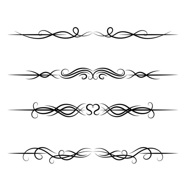  векторные элегантные каллиграфические декоративные декоративные элементы набора, цветочные декоративные делители набора дизайна  
