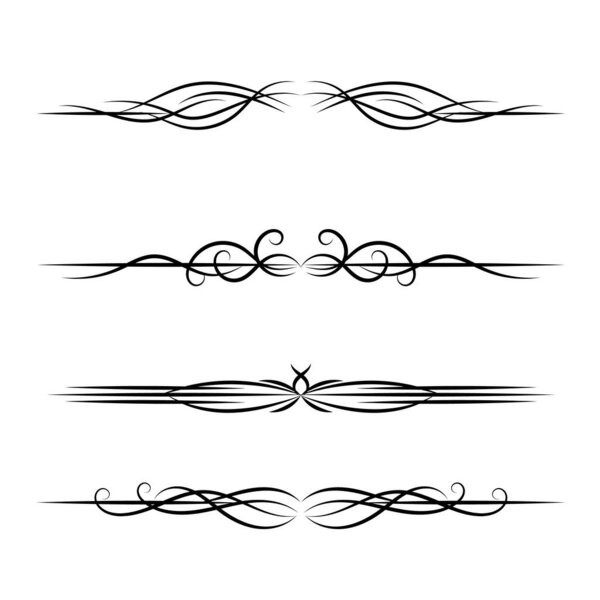  векторные элегантные каллиграфические декоративные декоративные элементы набора, цветочные декоративные делители набора дизайна  