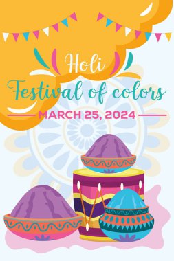 Hint Hinduizm Festivali, sosyal medya poster tasarımı ve Holi Festivali için yatay afiş şablonu