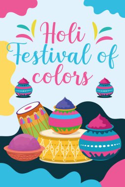 Hint Hinduizm Festivali, sosyal medya poster tasarımı ve Holi Festivali için yatay afiş şablonu