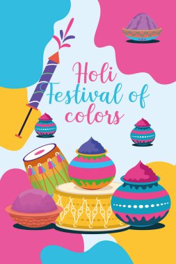Hint Hinduizm Festivali, sosyal medya poster tasarımı ve Holi Festivali için yatay afiş şablonu