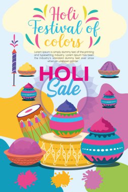 Hint Hinduizm Festivali, sosyal medya poster tasarımı ve Holi Festivali için yatay afiş şablonu