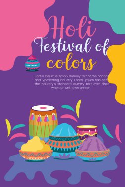 Hint Hinduizm Festivali, sosyal medya poster tasarımı ve Holi Festivali için yatay afiş şablonu