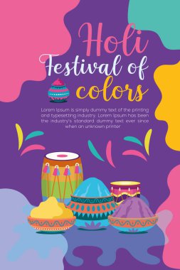 Hint Hinduizm Festivali, sosyal medya poster tasarımı ve Holi Festivali için yatay afiş şablonu