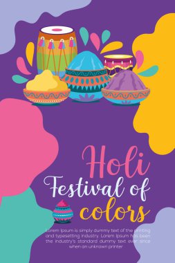 Hint Hinduizm Festivali, sosyal medya poster tasarımı ve Holi Festivali için yatay afiş şablonu