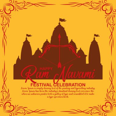 Mutlu Ram Navami kültürel bayrağı, Hindu festivali dikey postası Ram Navami kutlama kartı, Hint Hindu kültür festivali Ram Navami kutlama geçmişi.
