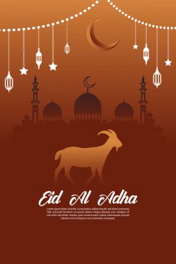 Kurban Bayramı İslami Müslüman festivali sosyal medya afişi