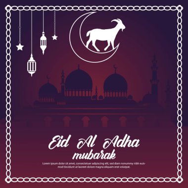 Kurban Bayramı İslami Müslüman festivali sosyal medya afişi