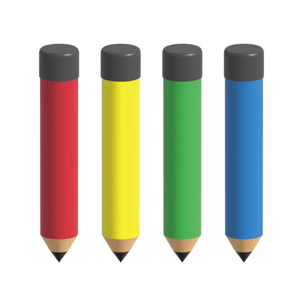 Uppsättning Realistiska Flerfärgad Färgpennor Eller Kritor Isolerade Vit Bakgrund För — Stockfoto