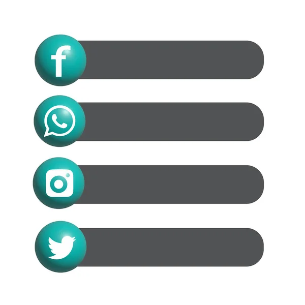 Zestaw Logo Social Media Facebook Whatsapp Twitter Wektor Instagram — Zdjęcie stockowe