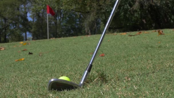 高尔夫球铅球接上绿球 — 图库视频影像
