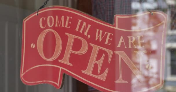 Open Sign Voor Kleine Bedrijven — Stockvideo
