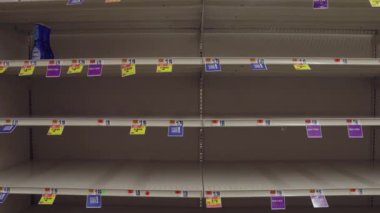 2020 Coronavirüs Salgını sırasında Boş Market Rafları Karşısında Pan