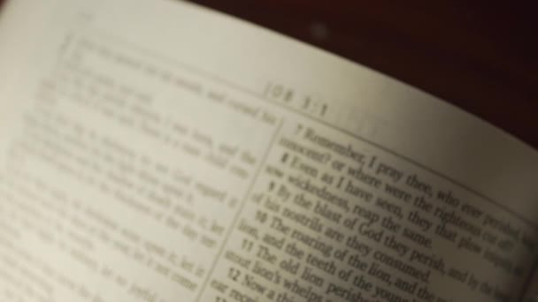 Primer Plano Texto Del Versículo Biblia Libro Religioso Buen Libro — Vídeos de Stock
