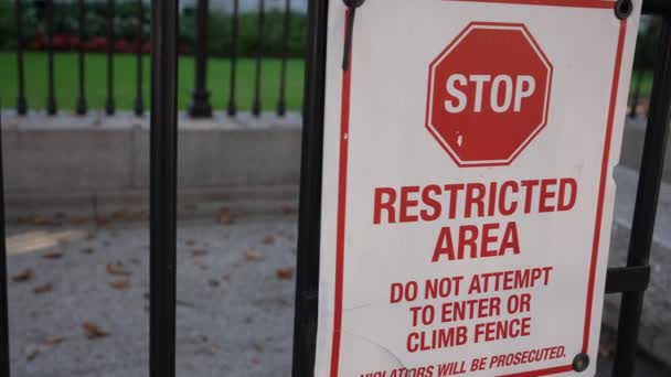 ワシントンDc 2023 制限区域 ホワイトハウスの外にサインを入力しない — ストック動画