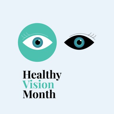 Sağlıklı görme ayı tasarım şablonu. Kutlama için sağlıklı görme ayı tasarımı çizimi. Göz vektörü tasarımı. gözün ya da görüşün düz çizimi.