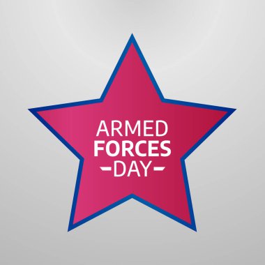 Silahlı Kuvvetler Günü kutlama ve selamlama şablonu. Silahlı Kuvvetler Günü, bayrak ve yıldızlı vektör çizimi. Silahlı Kuvvetler Günü için düz vektör tasarımı.