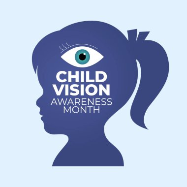 Kutlama için çocuk vizyonu farkındalığı ay tasarımı şablonu. Erkek ve kız siluet tasarımı. çocuk görme vektörü illüstrasyonu.