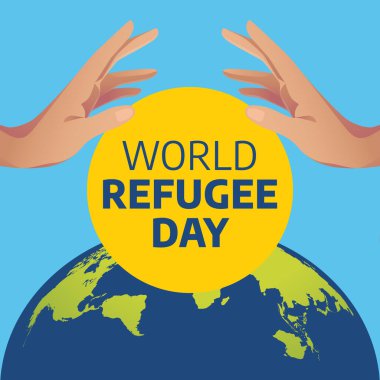 Kutlama için dünya mülteci günü vektör tasarımı. Kutlama için mülteci günü şablonu. düz el vektör tasarımı. dünya vektör tasarımı.