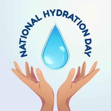 Ulusal hidrasyon günü kutlama şablonu. Hidrasyon günü vektör çizimi. su damlası vektör illüstrasyonu.