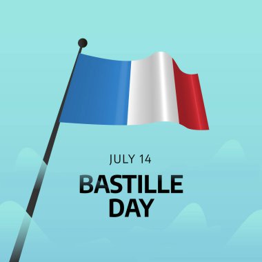 Kutlama için Bastille Günü vektör tasarımı. Fransız bayrak vektör illüstrasyonu. Bastille Günü kutlamanız kutlu olsun..