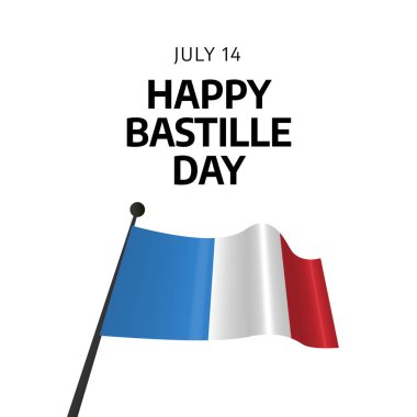 Kutlama için Bastille Günü vektör tasarımı. Fransız bayrak vektör illüstrasyonu. Bastille Günü kutlamanız kutlu olsun..
