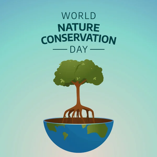 Plantilla Diseño Del Día Mundial Conservación Naturaleza Buena Para Saludar — Archivo Imágenes Vectoriales