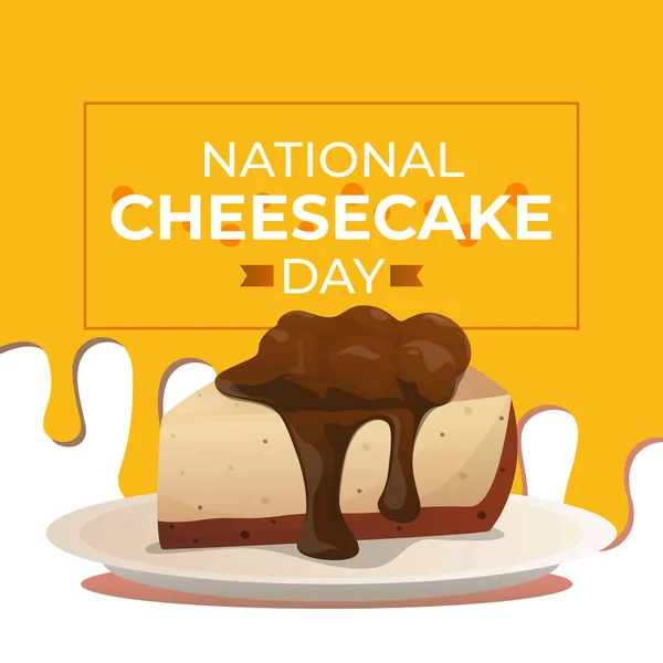 Ulusal Cheesecake Günü tasarımı selamlama için iyi bir şablon. Peynir vektör çizimi. Düz peynir tasarımı. Cheesecake vektör tasarımı. Cheesecake resmi.